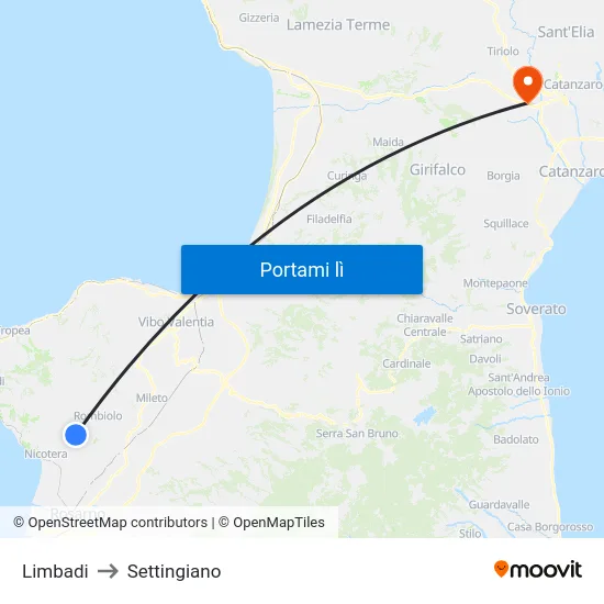 Limbadi to Settingiano map