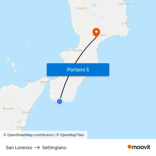 San Lorenzo to Settingiano map