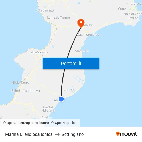 Marina Di Gioiosa Ionica to Settingiano map