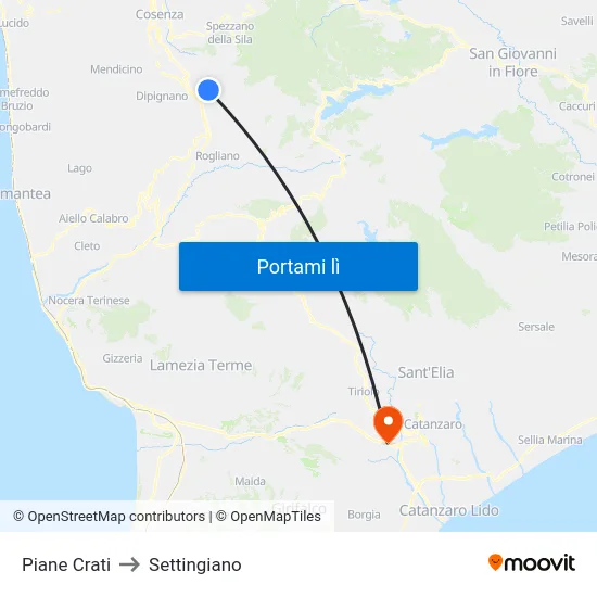 Piane Crati to Settingiano map