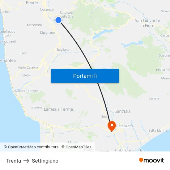 Trenta to Settingiano map