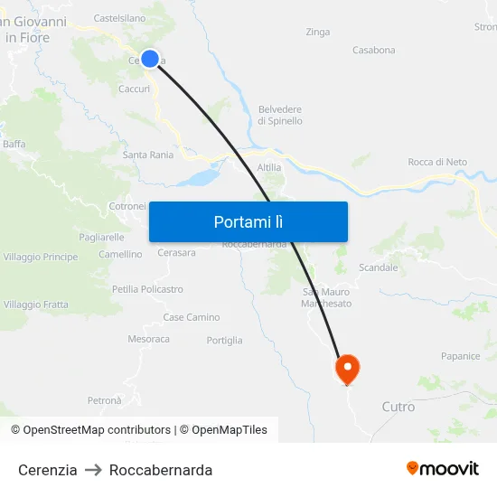 Cerenzia to Roccabernarda map