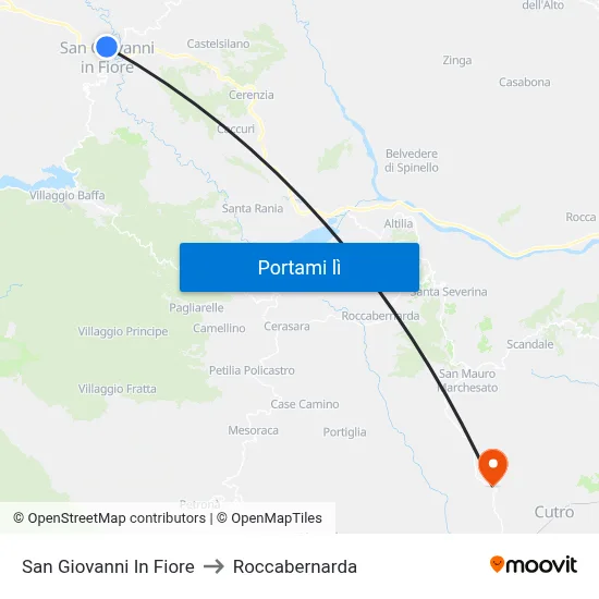 San Giovanni In Fiore to Roccabernarda map