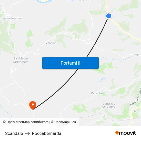 Scandale to Roccabernarda map