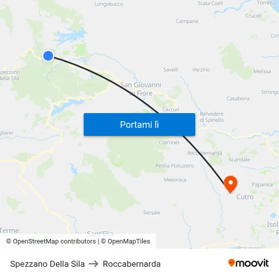 Spezzano Della Sila to Roccabernarda map