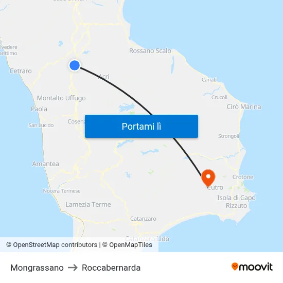 Mongrassano to Roccabernarda map