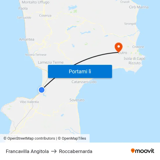 Francavilla Angitola to Roccabernarda map