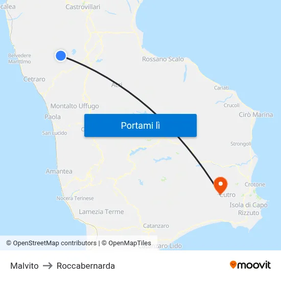 Malvito to Roccabernarda map