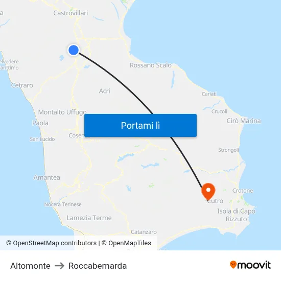 Altomonte to Roccabernarda map