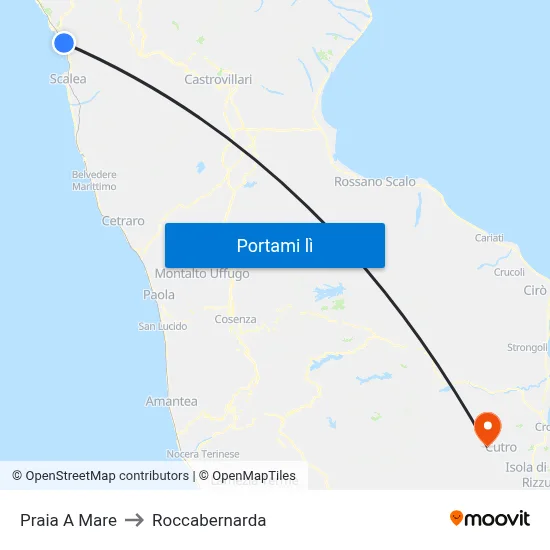 Praia A Mare to Roccabernarda map