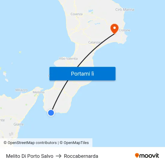 Melito Di Porto Salvo to Roccabernarda map