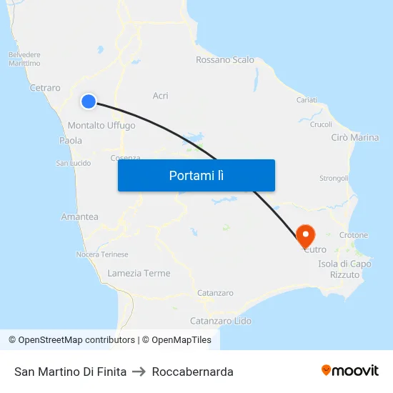 San Martino Di Finita to Roccabernarda map