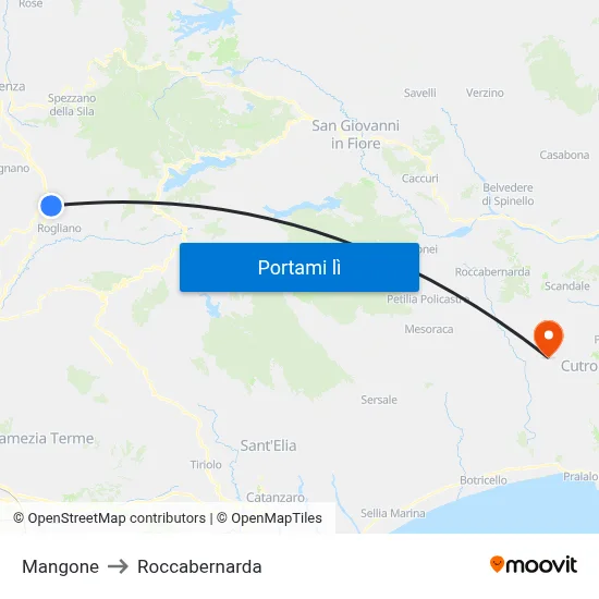 Mangone to Roccabernarda map