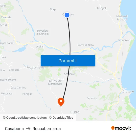 Casabona to Roccabernarda map