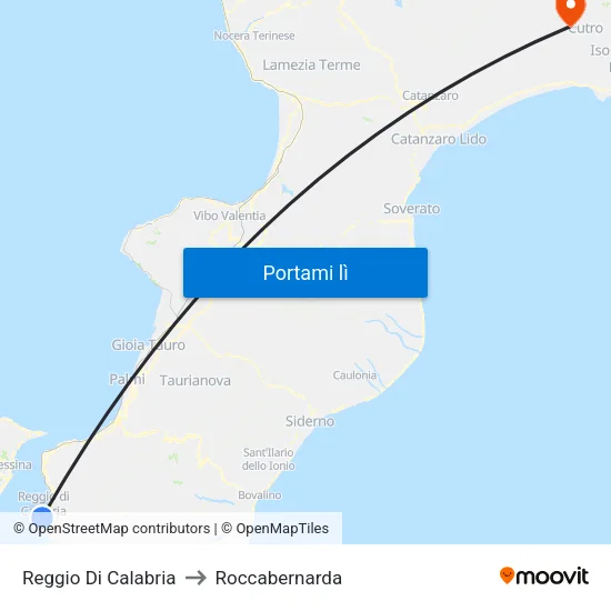 Reggio Di Calabria to Roccabernarda map