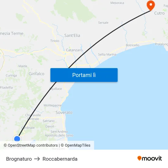 Brognaturo to Roccabernarda map