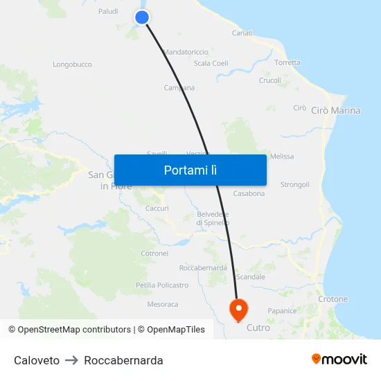 Caloveto to Roccabernarda map