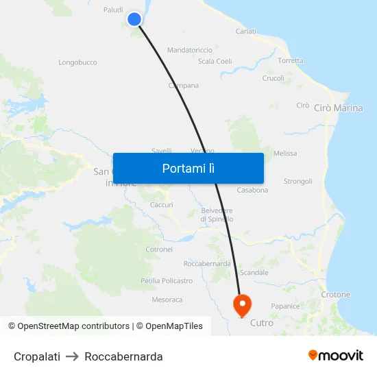 Cropalati to Roccabernarda map