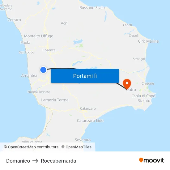 Domanico to Roccabernarda map