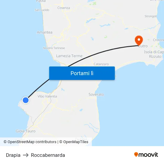 Drapia to Roccabernarda map
