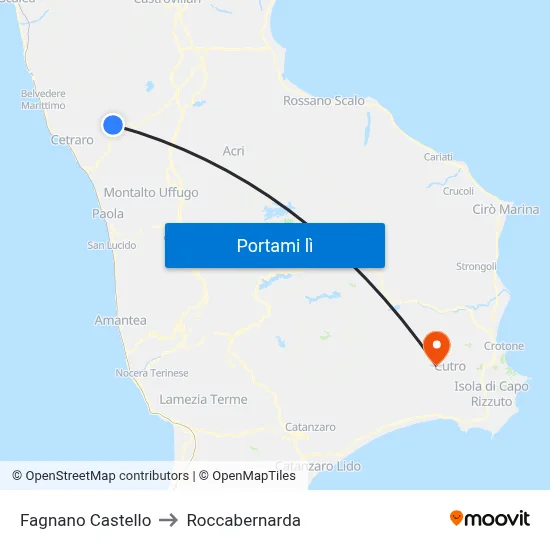 Fagnano Castello to Roccabernarda map