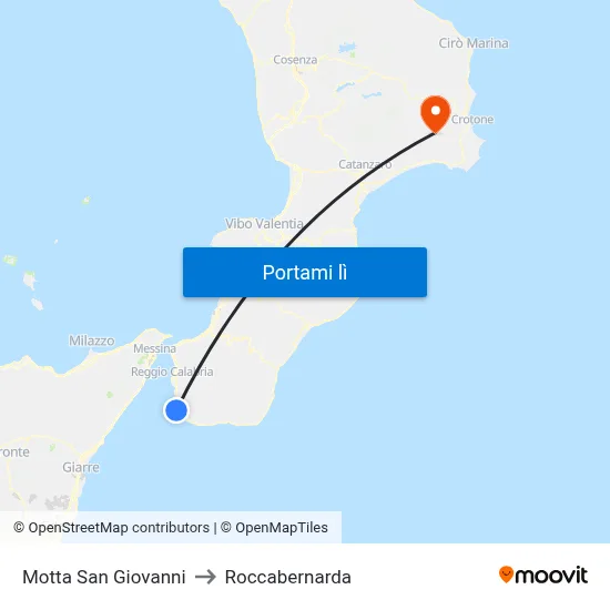 Motta San Giovanni to Roccabernarda map