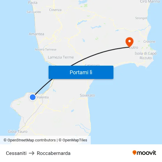 Cessaniti to Roccabernarda map