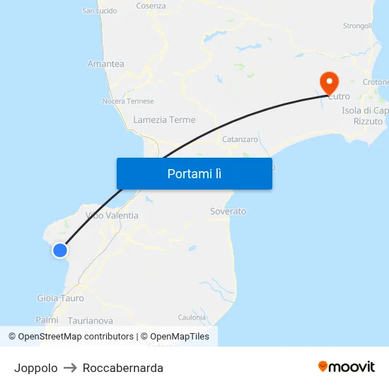 Joppolo to Roccabernarda map