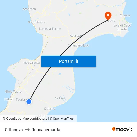 Cittanova to Roccabernarda map
