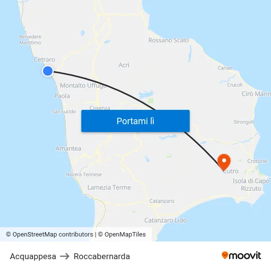 Acquappesa to Roccabernarda map