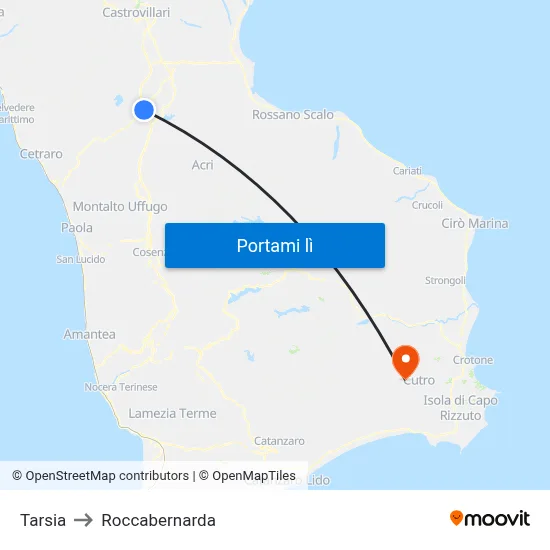 Tarsia to Roccabernarda map