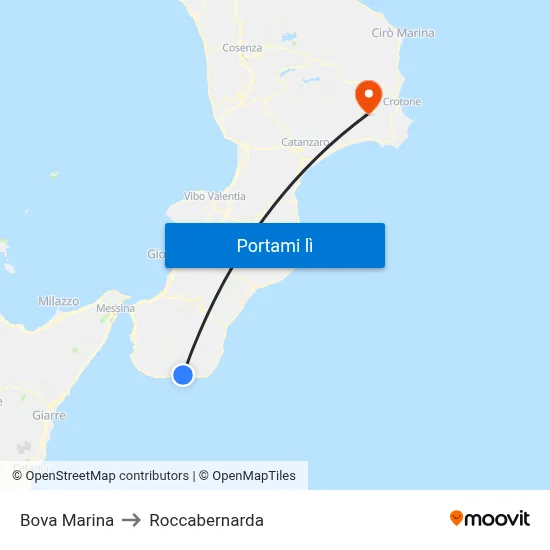 Bova Marina to Roccabernarda map