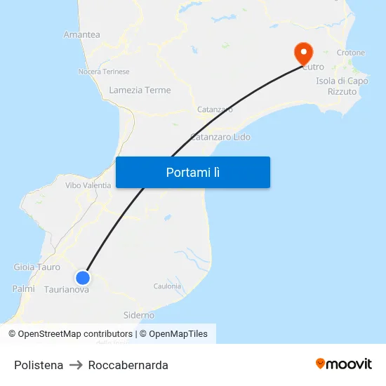 Polistena to Roccabernarda map