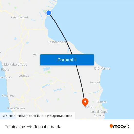 Trebisacce to Roccabernarda map