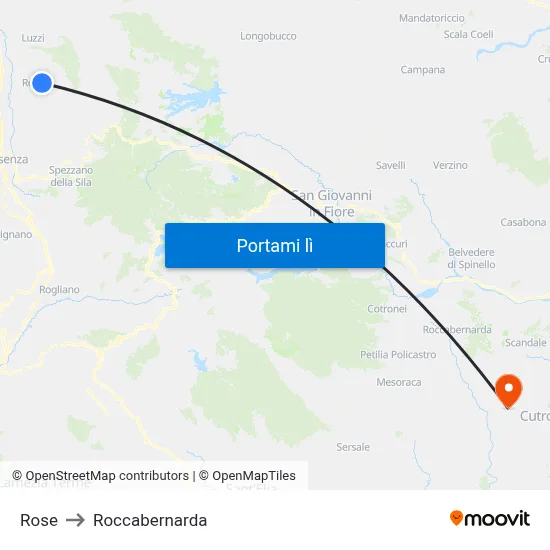 Rose to Roccabernarda map