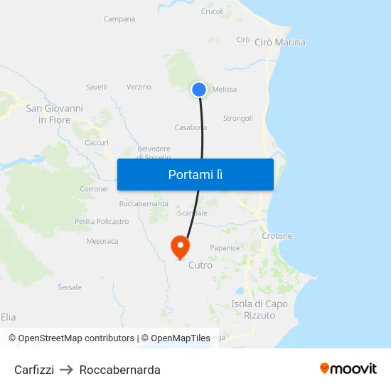 Carfizzi to Roccabernarda map