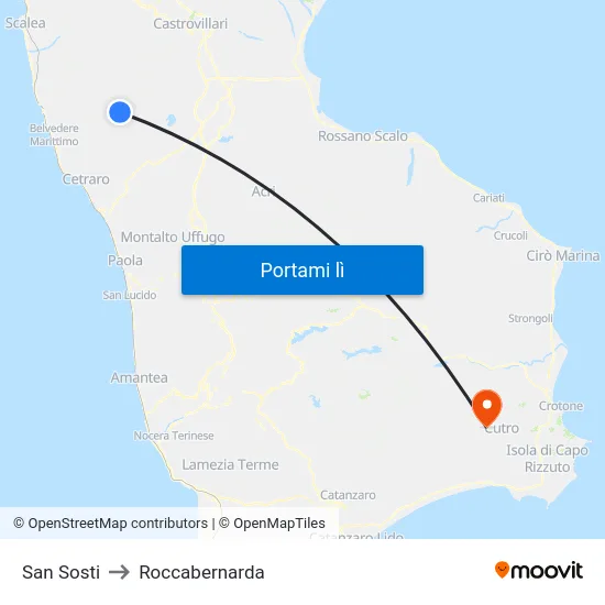 San Sosti to Roccabernarda map