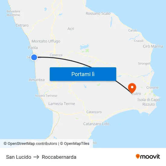 San Lucido to Roccabernarda map
