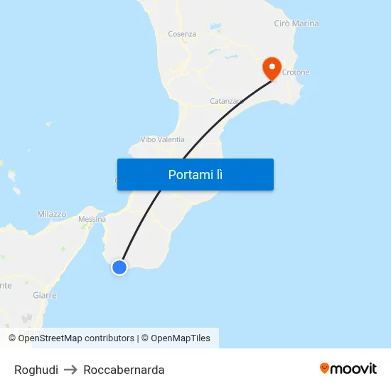 Roghudi to Roccabernarda map