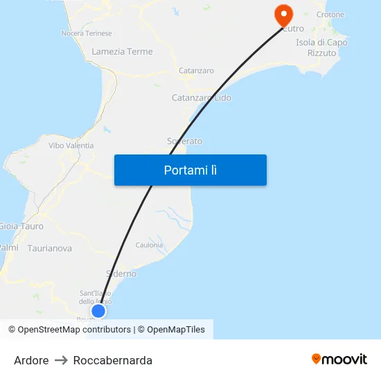 Ardore to Roccabernarda map