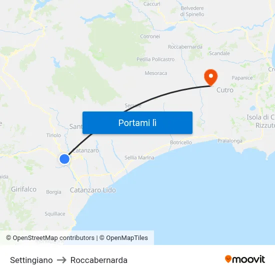 Settingiano to Roccabernarda map