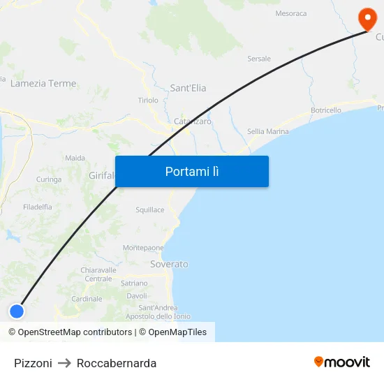 Pizzoni to Roccabernarda map