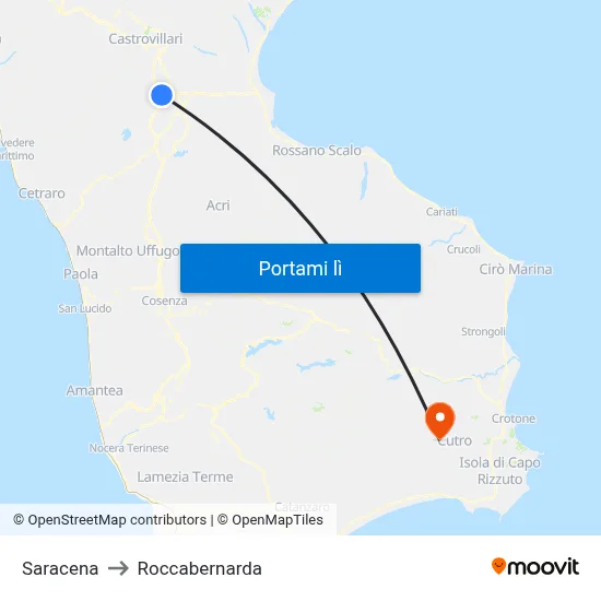 Saracena to Roccabernarda map