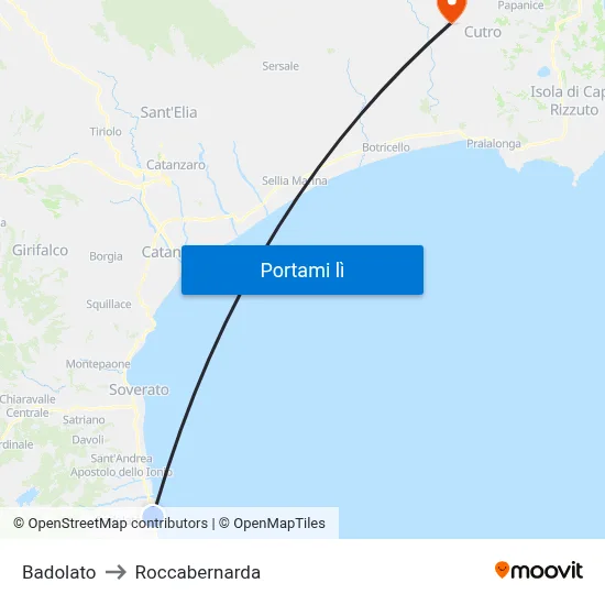 Badolato to Roccabernarda map