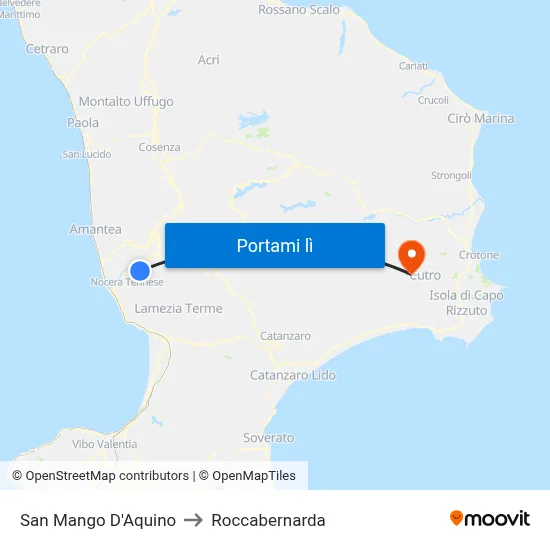 San Mango D'Aquino to Roccabernarda map