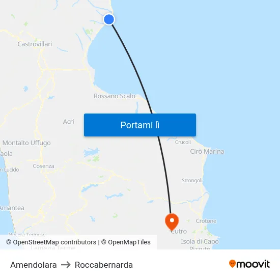 Amendolara to Roccabernarda map