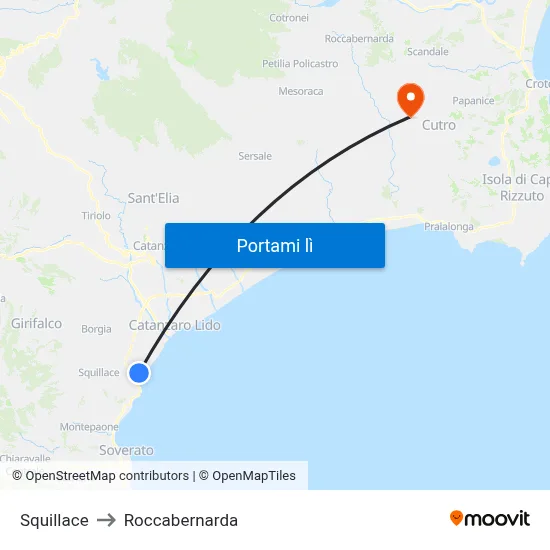 Squillace to Roccabernarda map