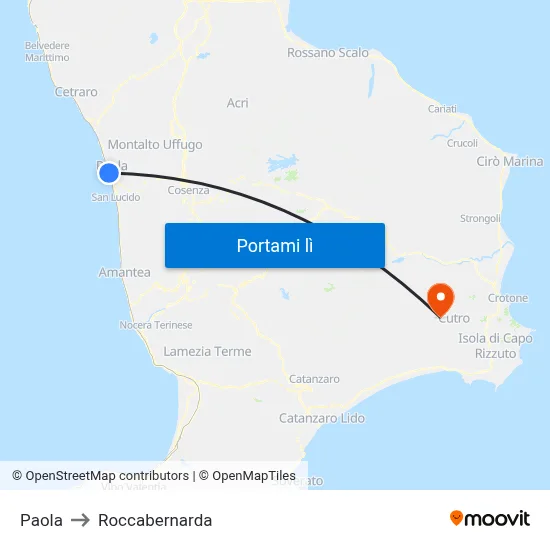 Paola to Roccabernarda map