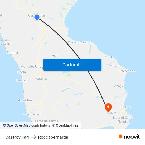 Castrovillari to Roccabernarda map