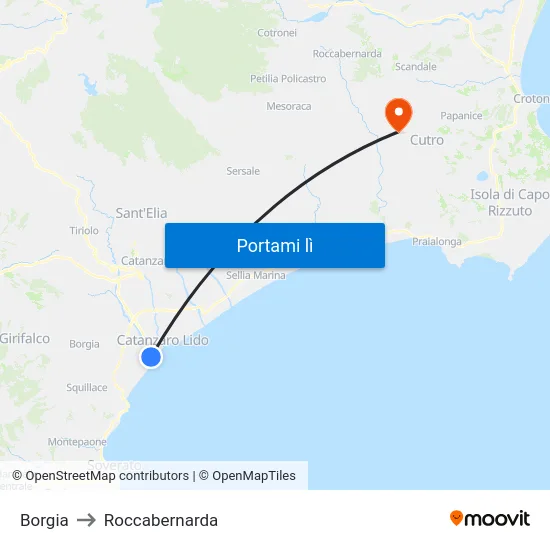 Borgia to Roccabernarda map